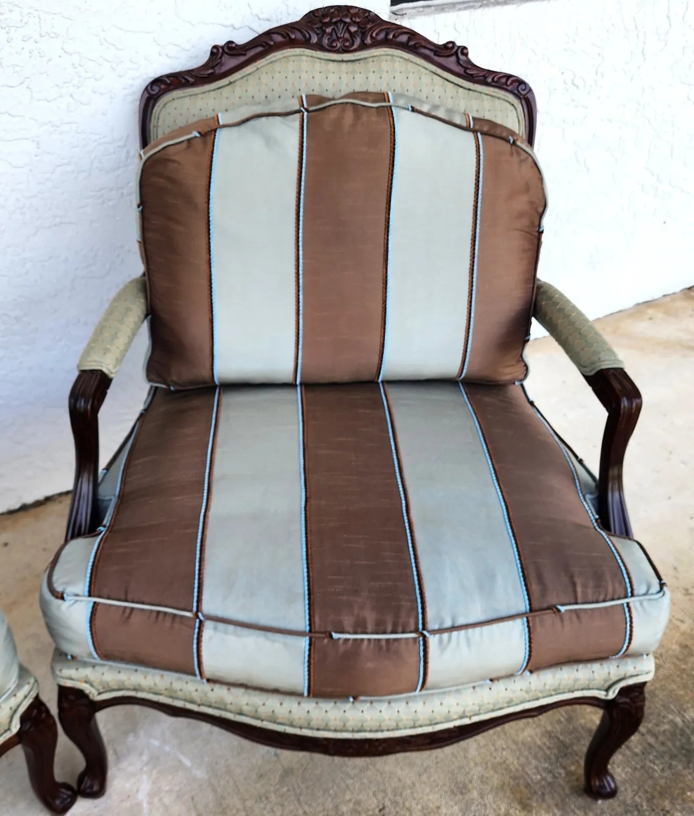 French Bergere Lounge Chairs Louis XV Silk