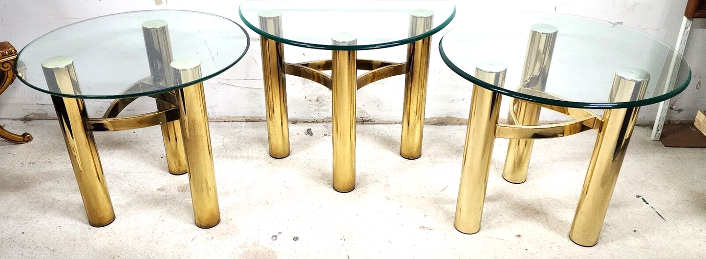 MCM Tubular Brass Table Set Vintage