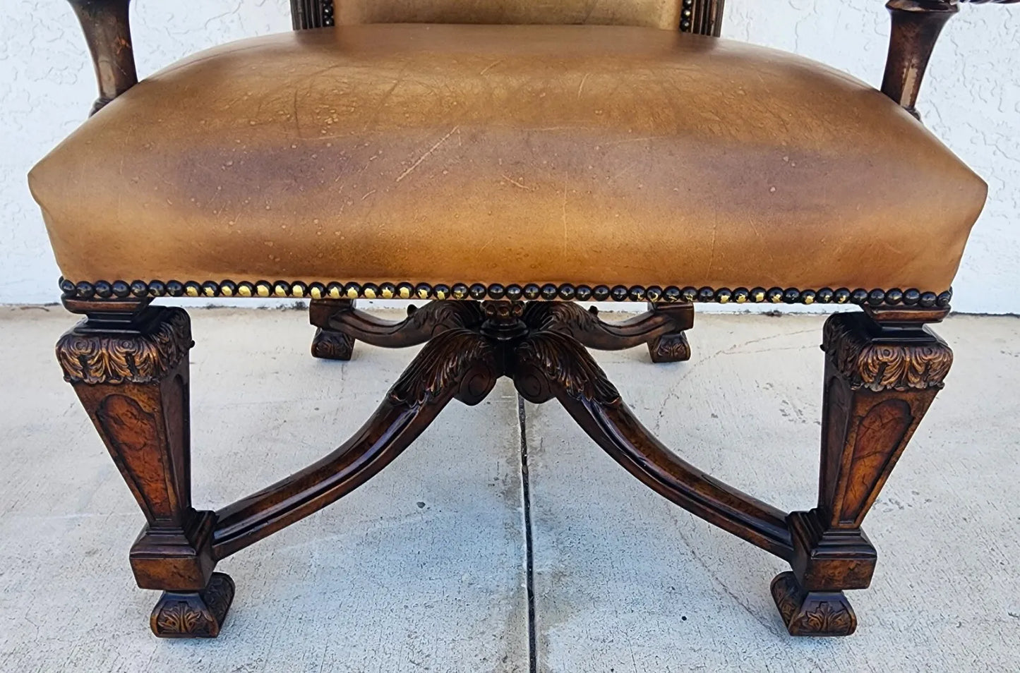 Leather Throne Armchair by THEODORE ALEXANDER