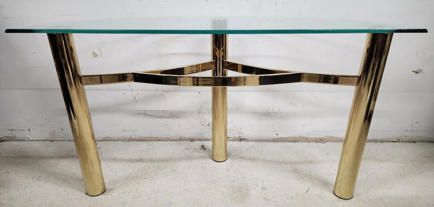 MCM Tubular Brass Console Table Vintage