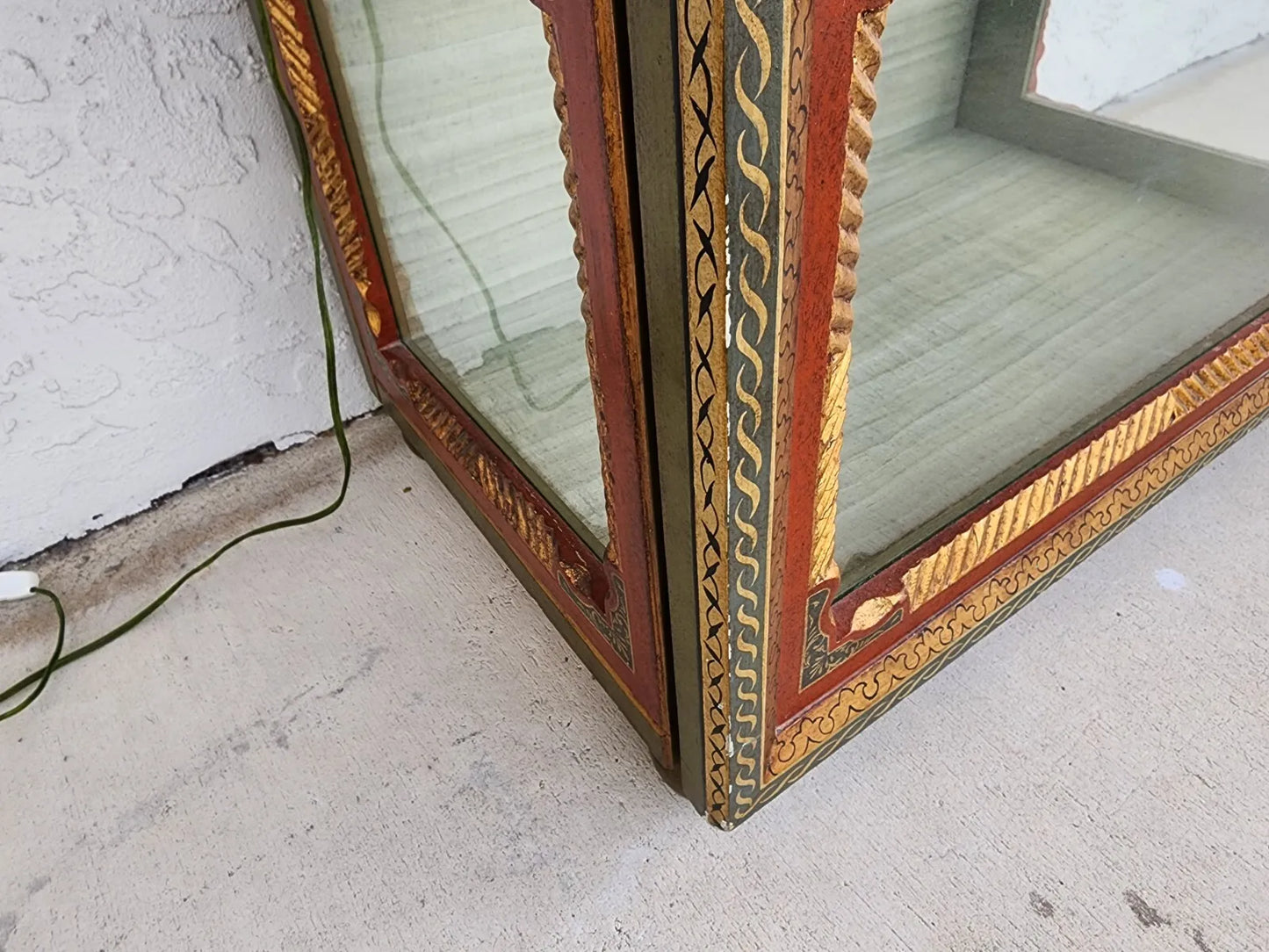 French Display Cabinet Giltwood Hand Painted Curio