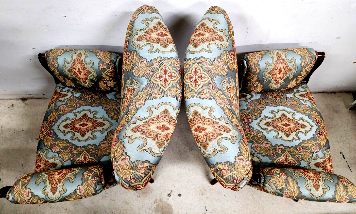 Pair of Antique Grosfeld House Armchairs with Carved Rosewood Frames