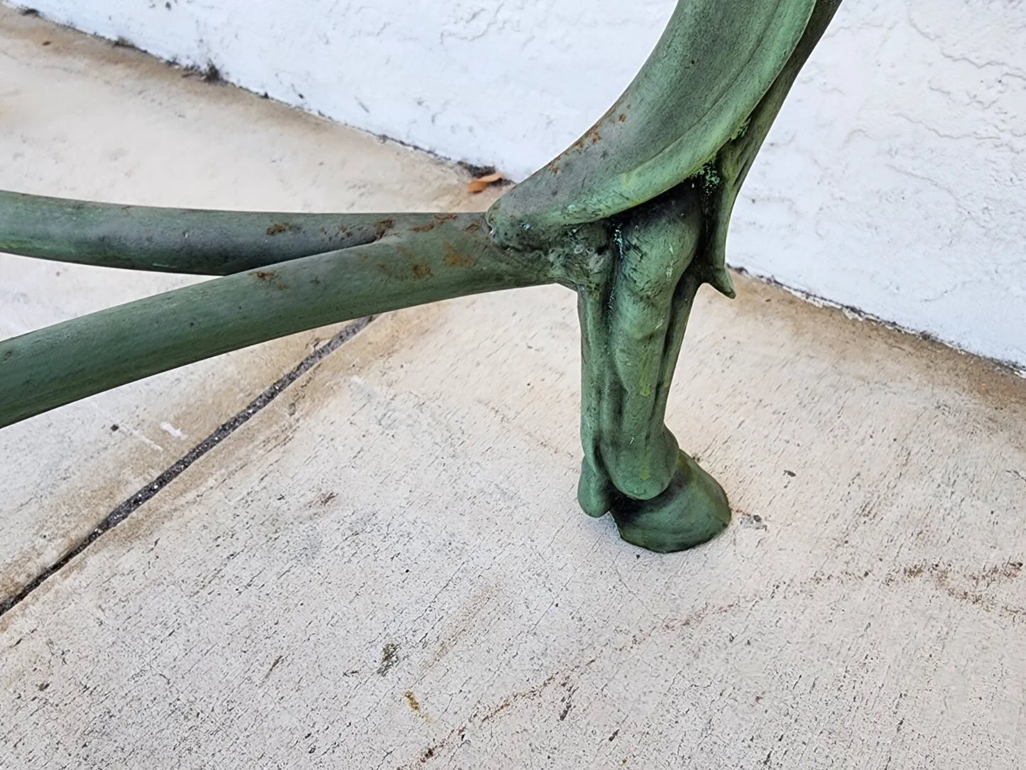 Horse Coffee Table Patinated Iron Hoof Footed Maison Jansen Style