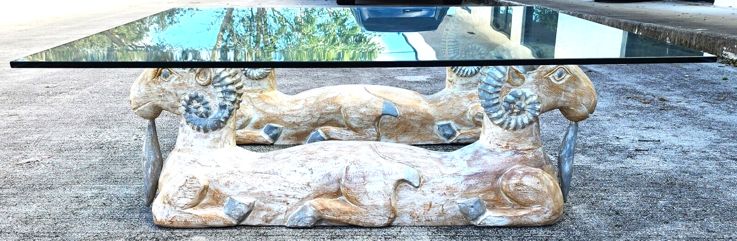 Rams Heads Coffee Cocktail Table Wood