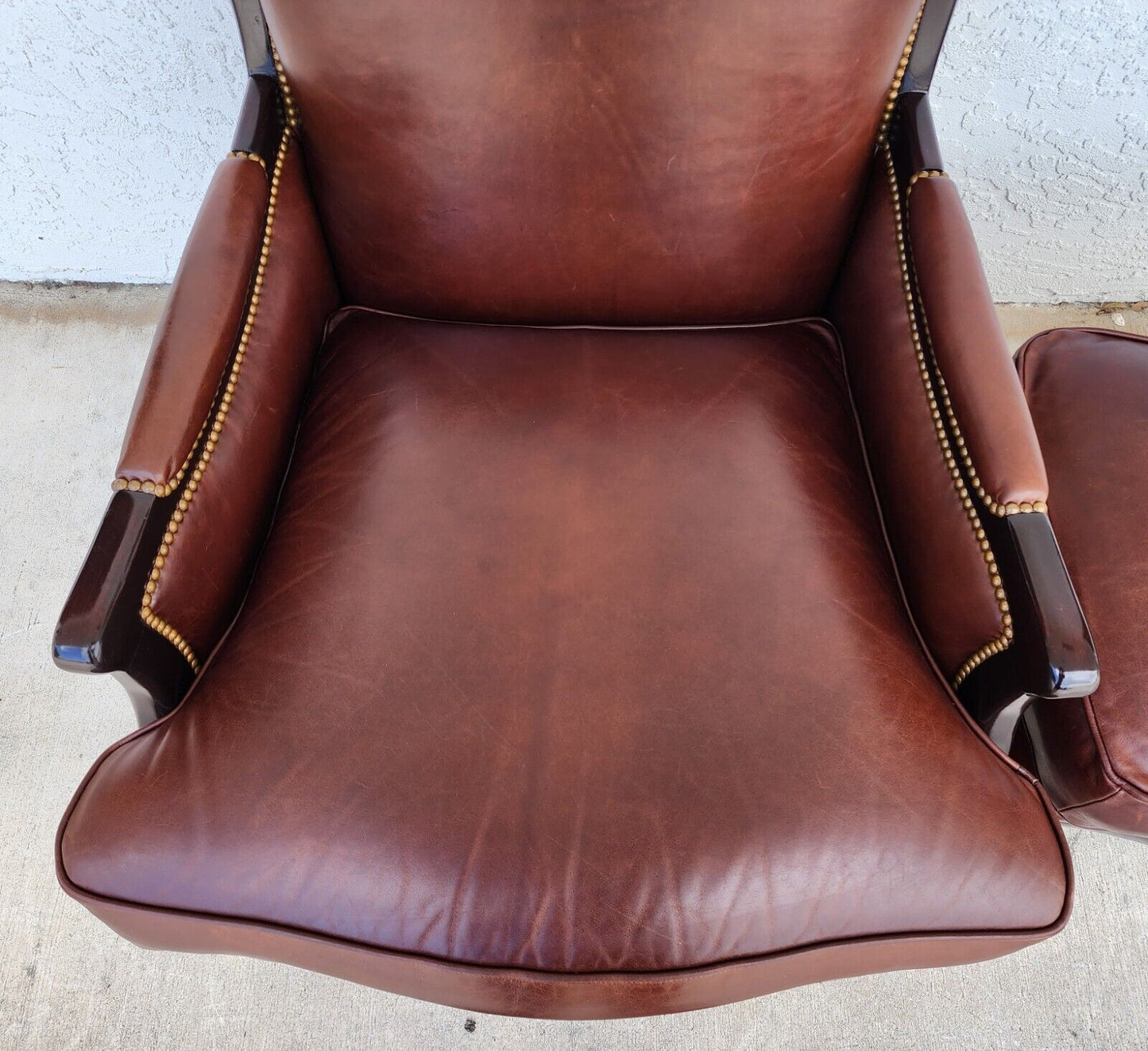 Leather Lounge Chair & Ottoman by HENREDON