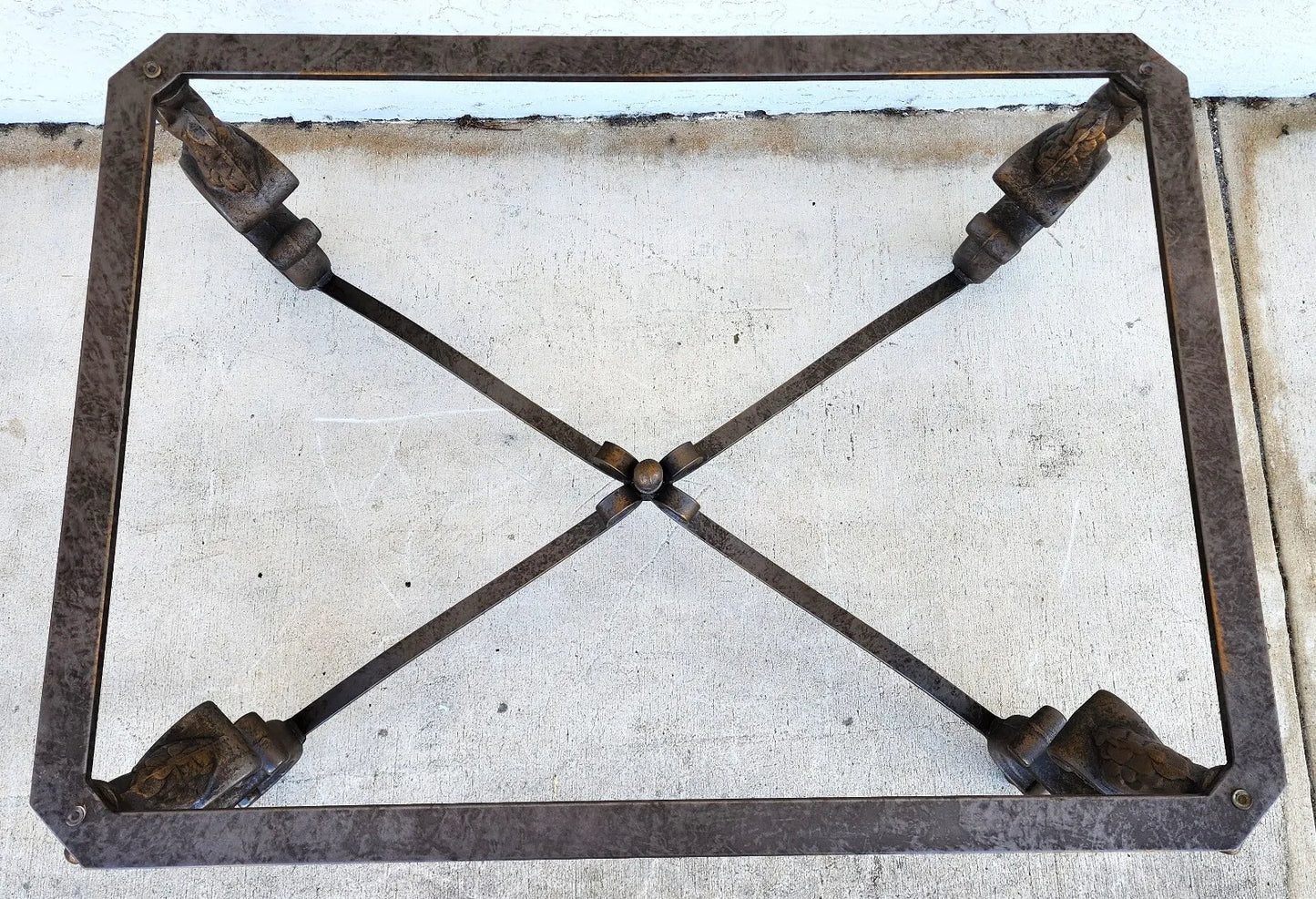 Horse Coffee Center Table Patinated Steel Hoof Footed Maison Jansen Style