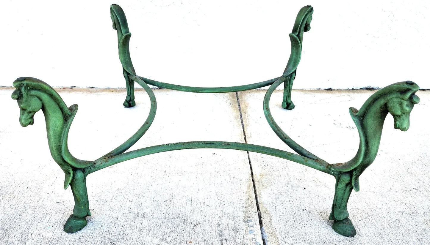 Horse Coffee Table Patinated Iron Hoof Footed Maison Jansen Style