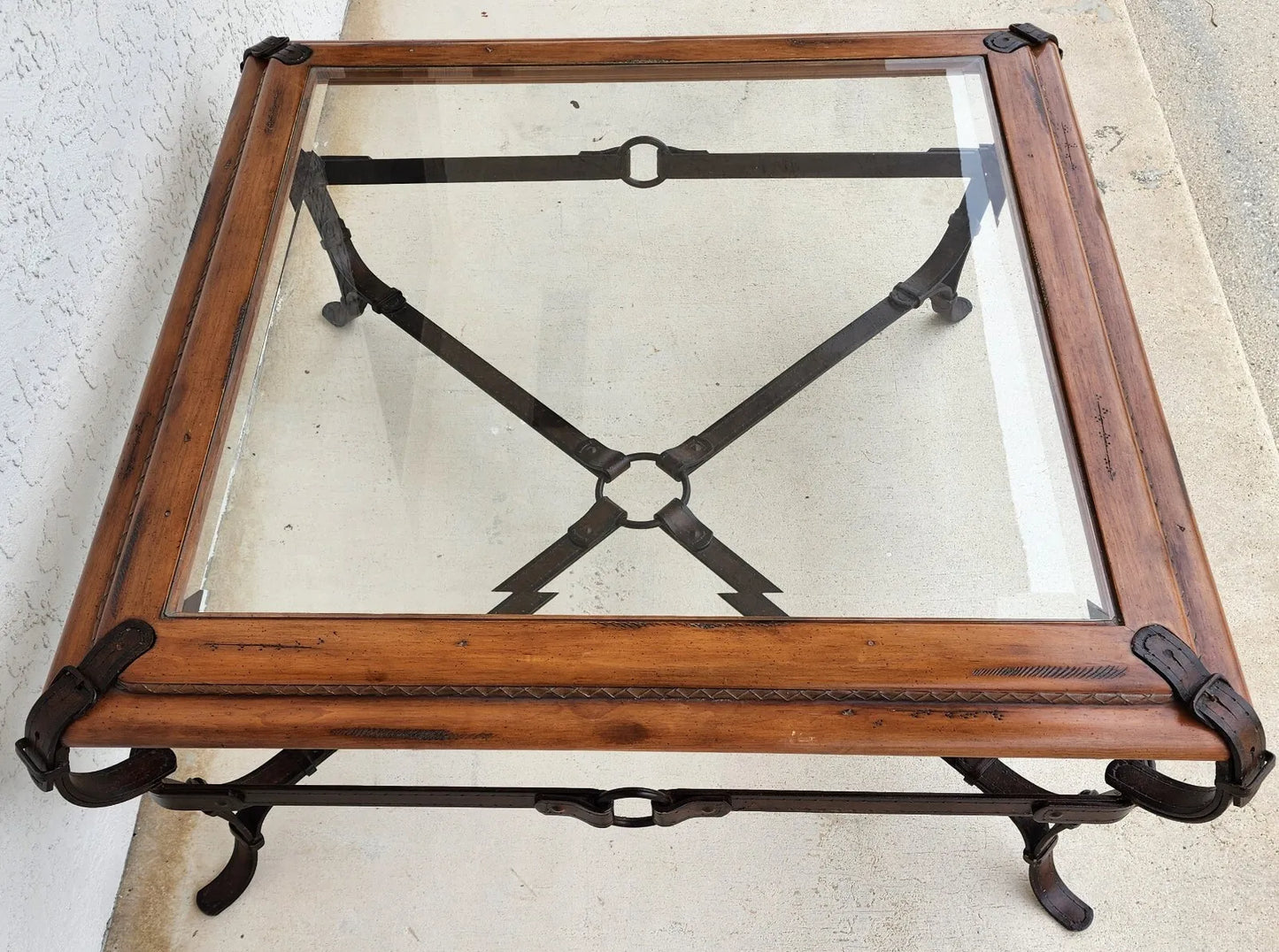 Adnet Hermes Style Coffee Table Equestrian Ranch Rustic