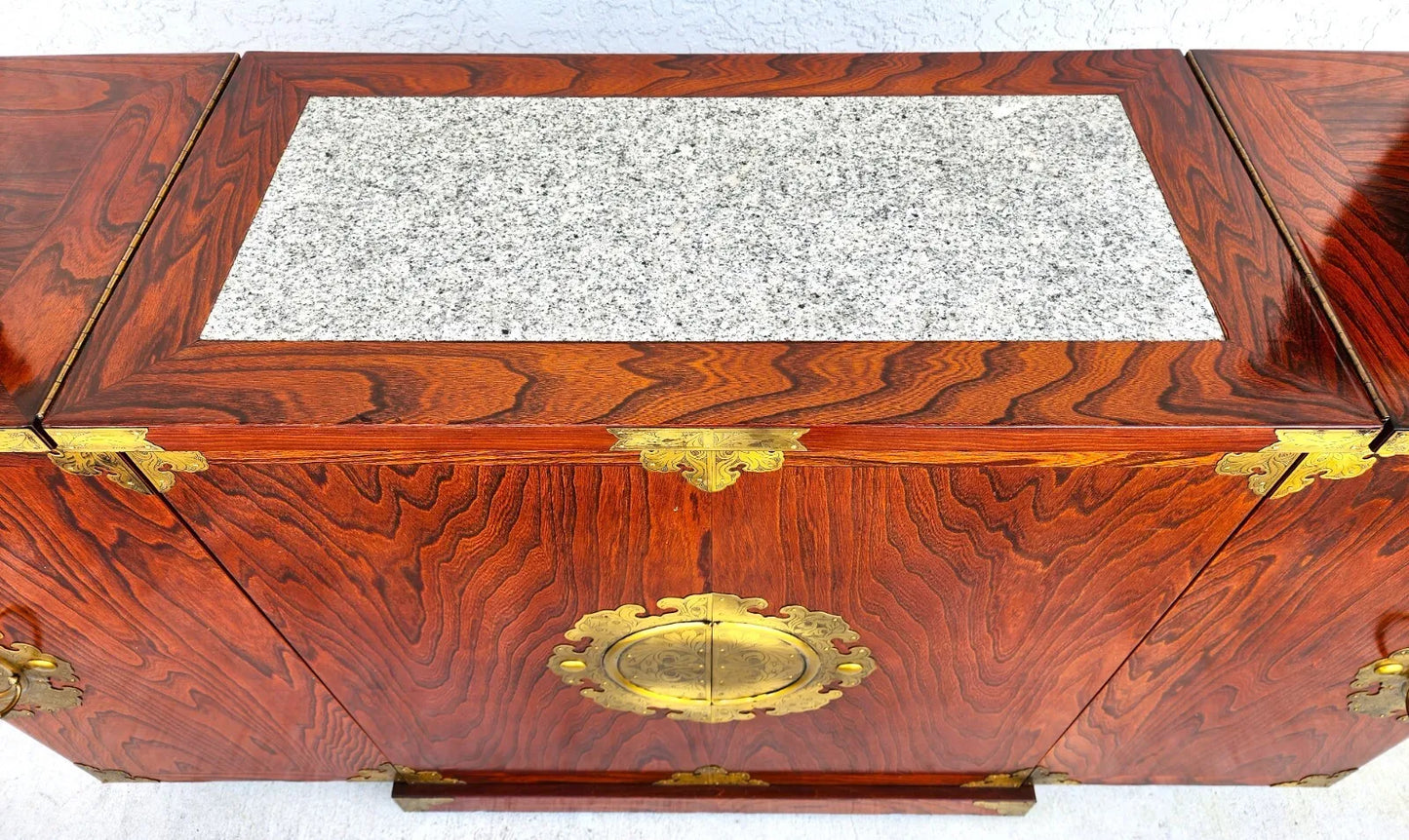 Asian Dry Bar Fold Out Chinoiserie Rosewood Rolling
