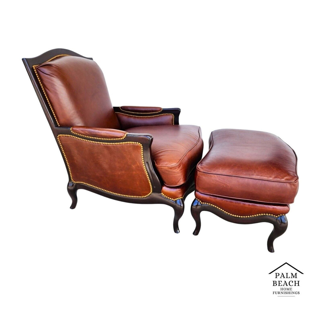 Leather Lounge Chair & Ottoman by HENREDON