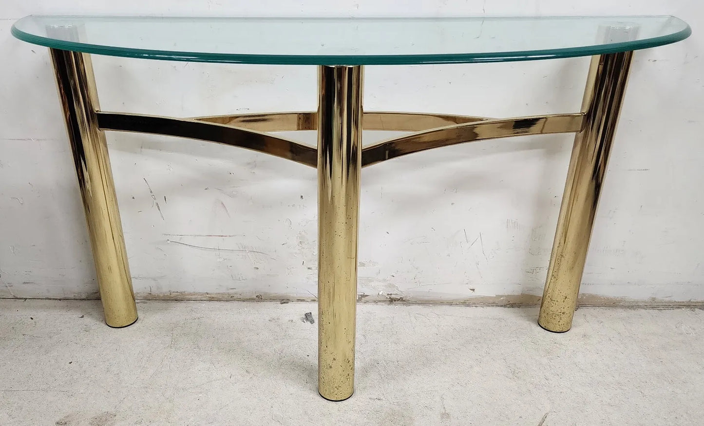 MCM Tubular Brass Console Table Vintage