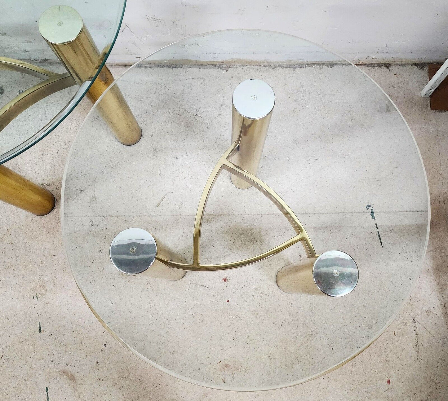 MCM Tubular Brass Table Set Vintage