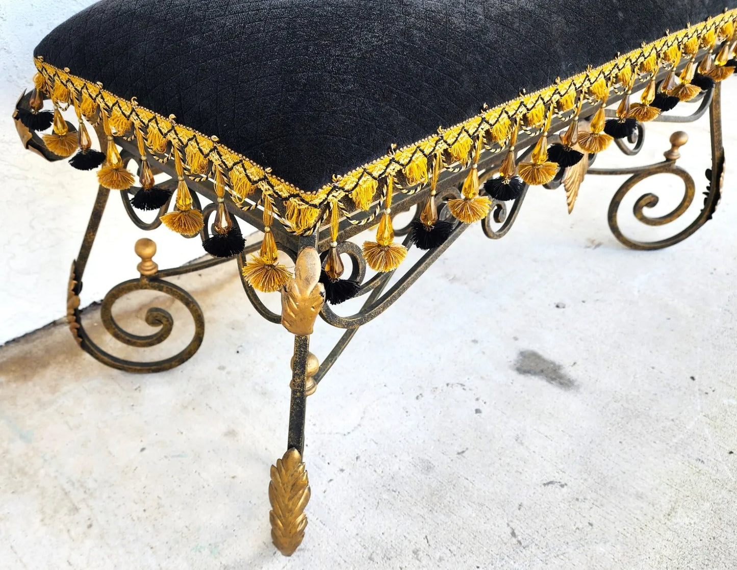 French Louis XV Wrought Iron Ormolu Bench