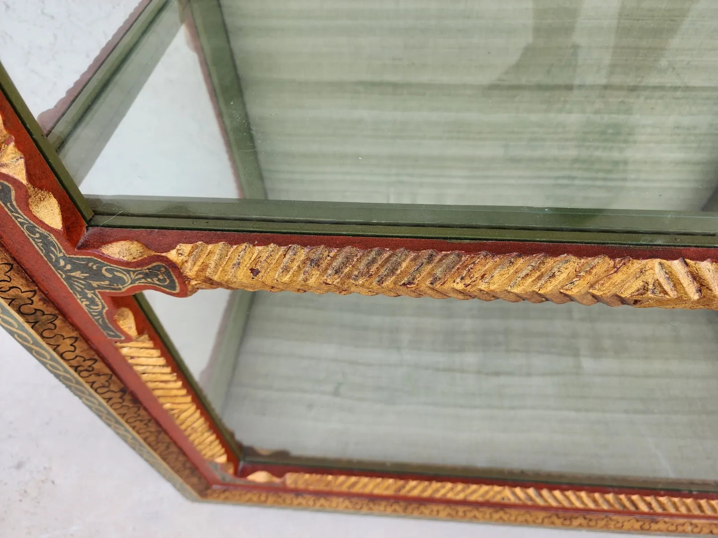 French Display Cabinet Giltwood Hand Painted Curio