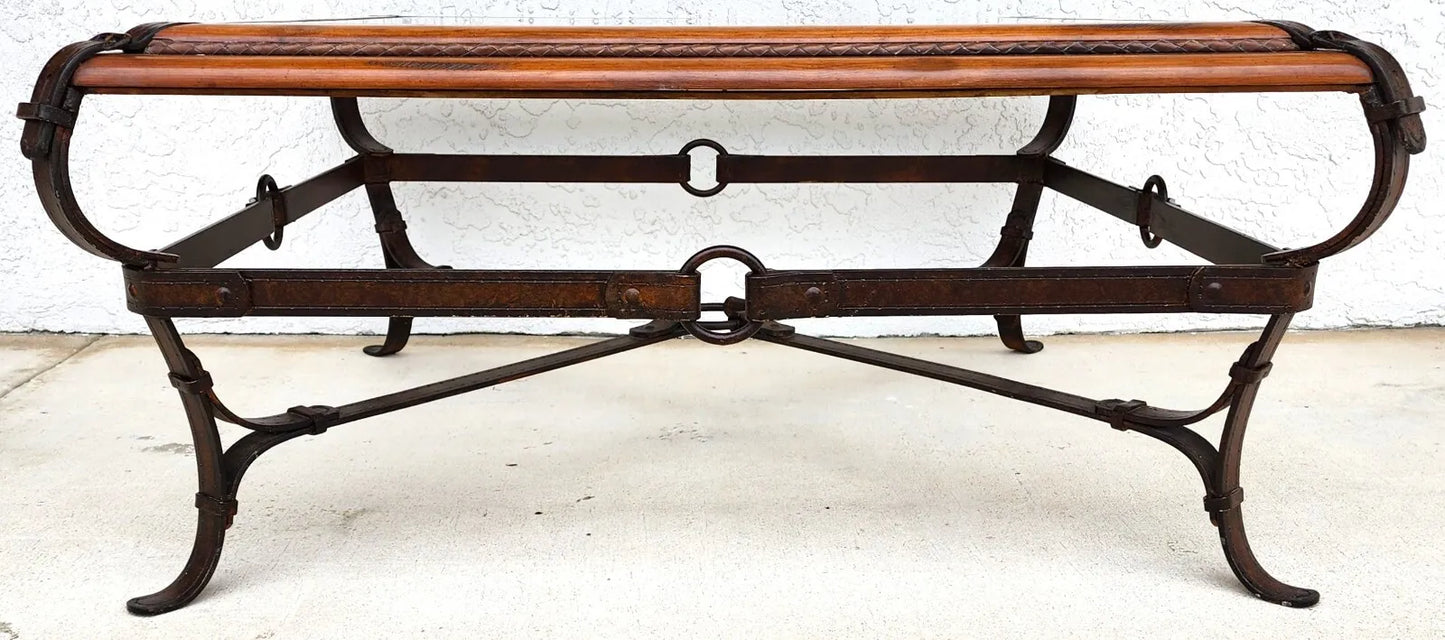 Adnet Hermes Style Coffee Table Equestrian Ranch Rustic