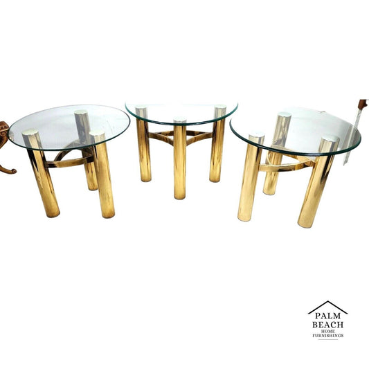 MCM Tubular Brass Table Set Vintage