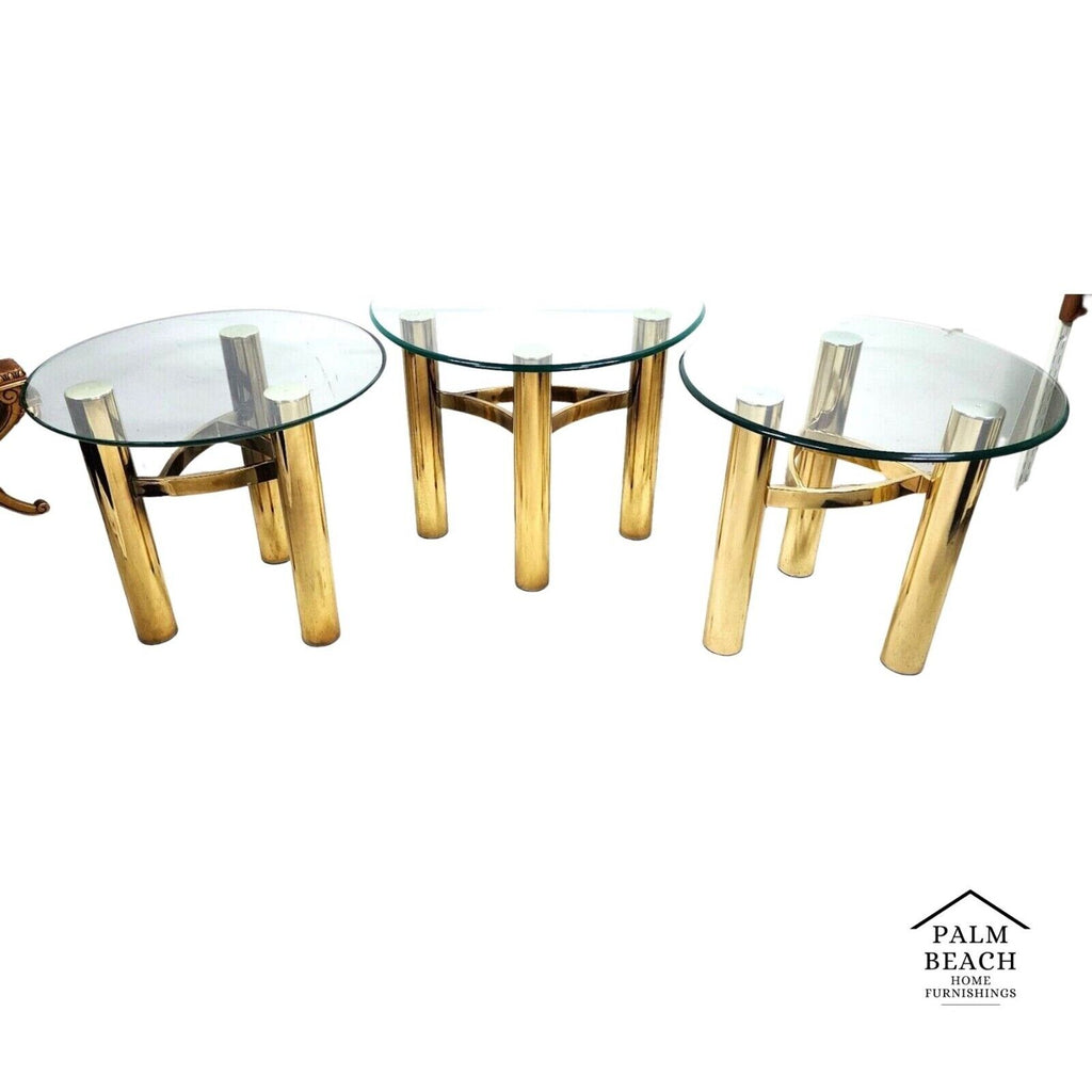 MCM Tubular Brass Table Set Vintage