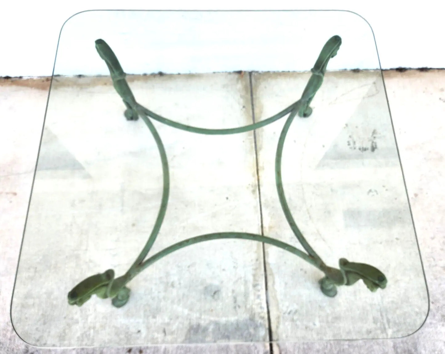 Horse Coffee Table Patinated Iron Hoof Footed Maison Jansen Style