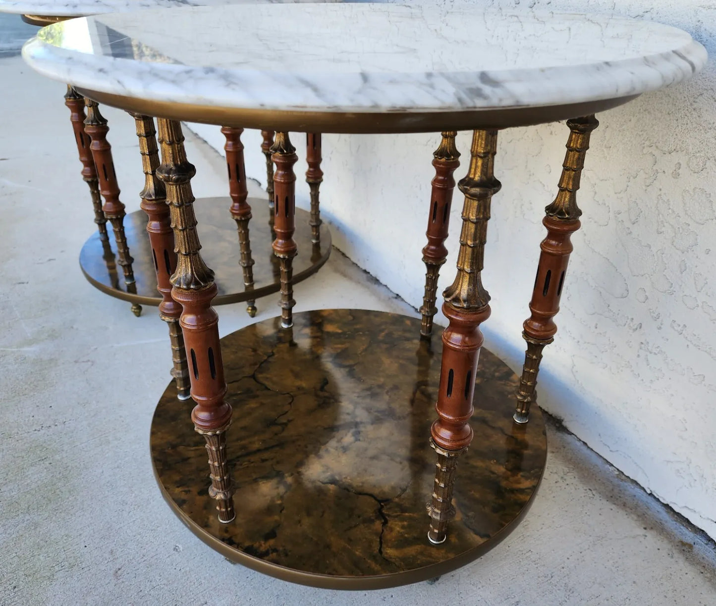 Vintage Italian Side Tables Carrera Marble