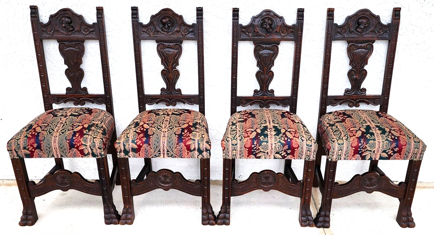 19th Century French Oak Dining Chairs Set of 4