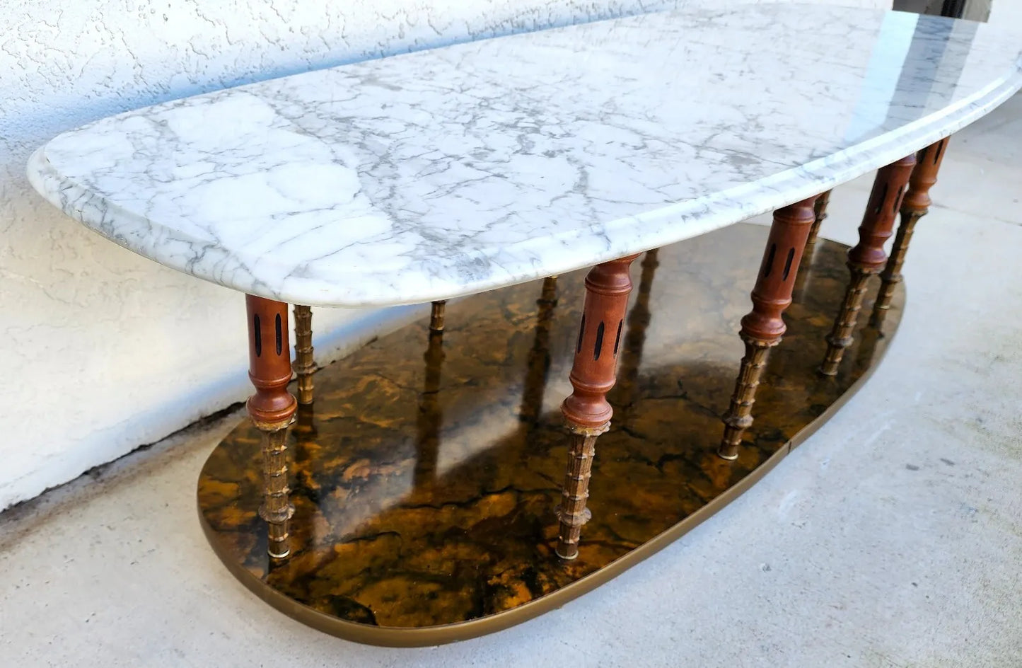 Vintage Italian Coffee Table Carrera Marble