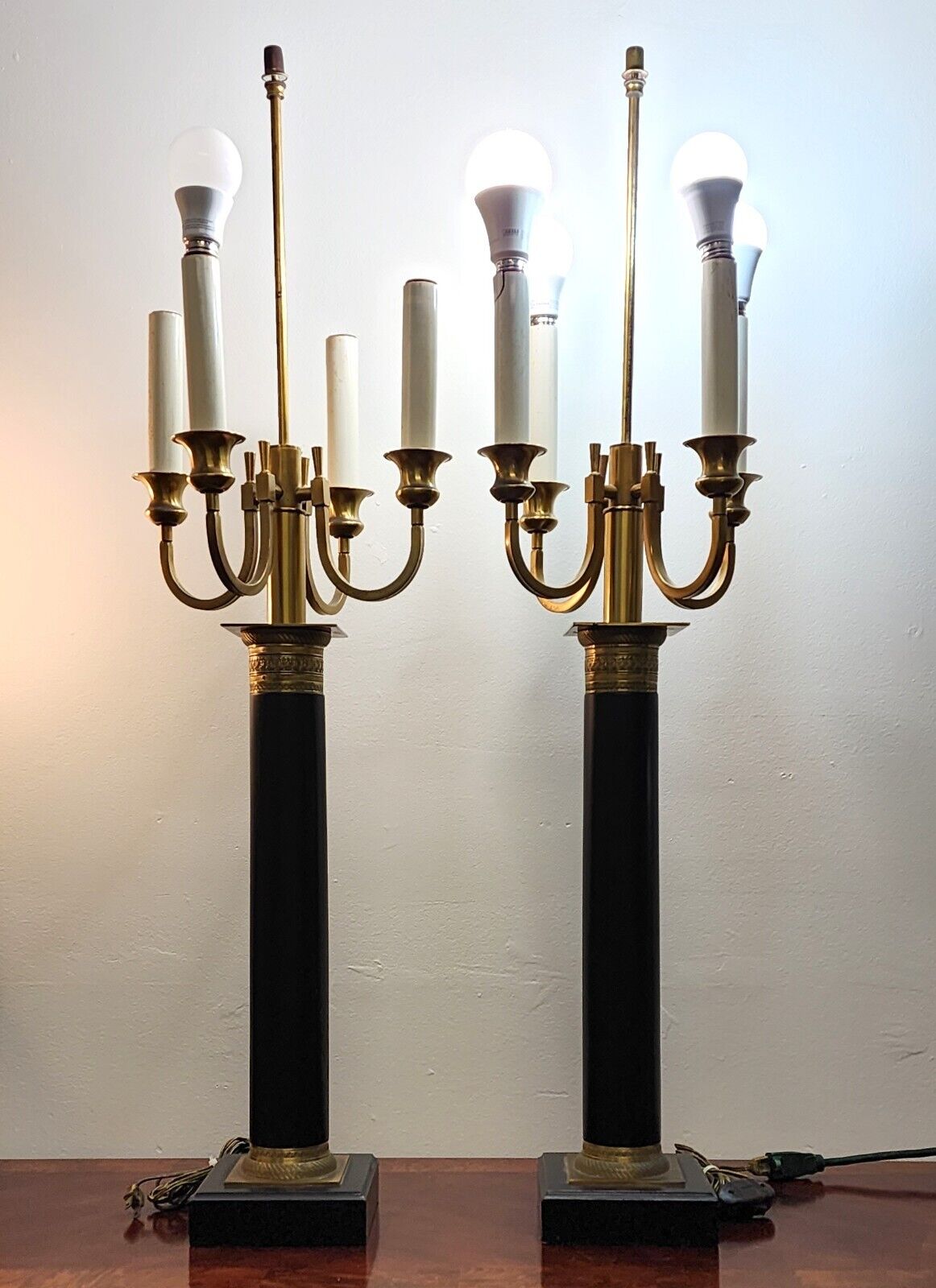 Italian Neoclassical Table Lamps Candelabra Vintage Large