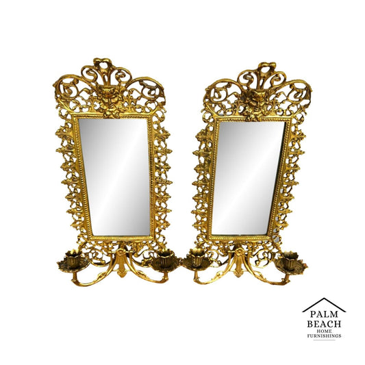 Italian Bacchus Sconces Mirrored Brass by Virginia Metalworks Metalcrafters