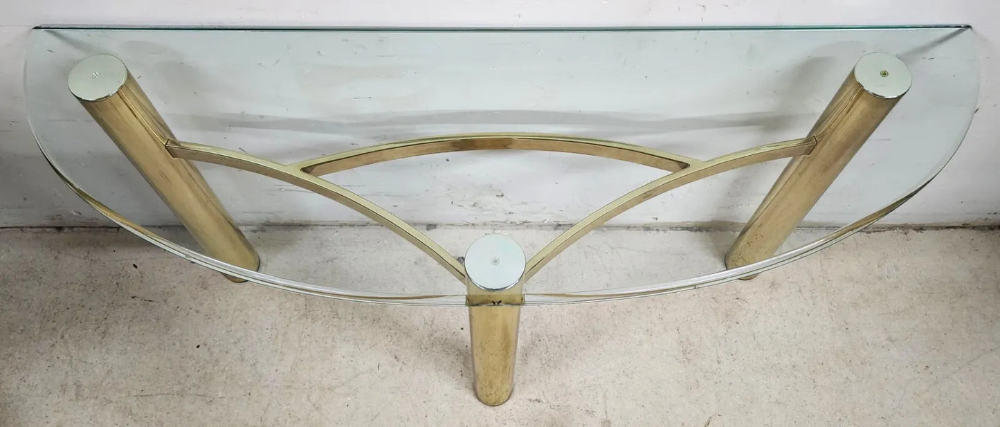 MCM Tubular Brass Console Table Vintage