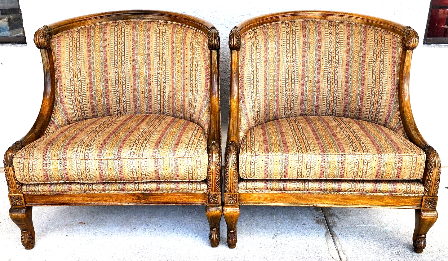 French Provincial Lounge Chairs Oversized by Marge Carson