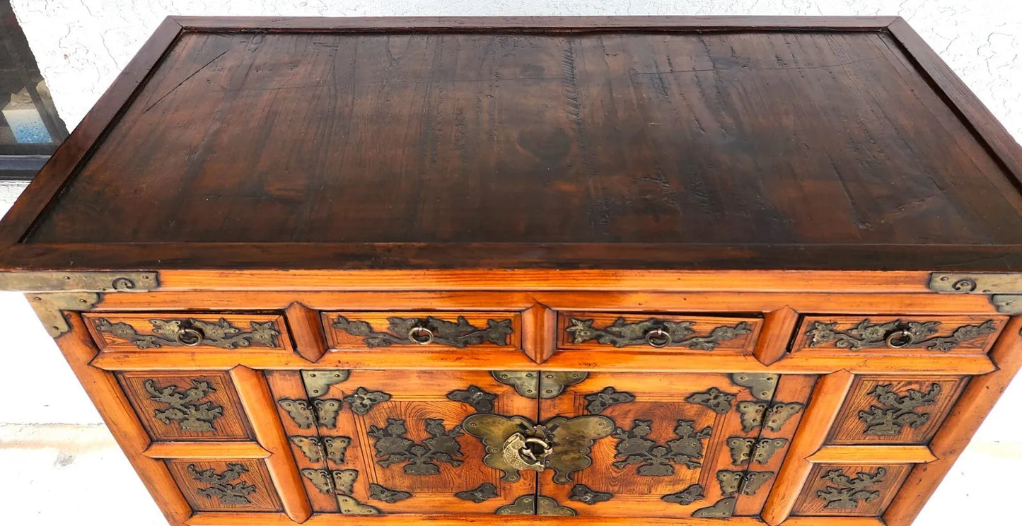 Antique Korean Bandaji Nong Tansu Scholars Wedding Cabinet