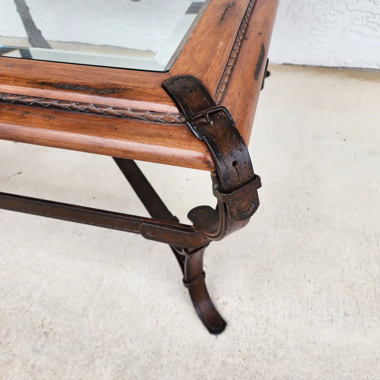 Adnet Hermes Style Coffee Table Equestrian Ranch Rustic