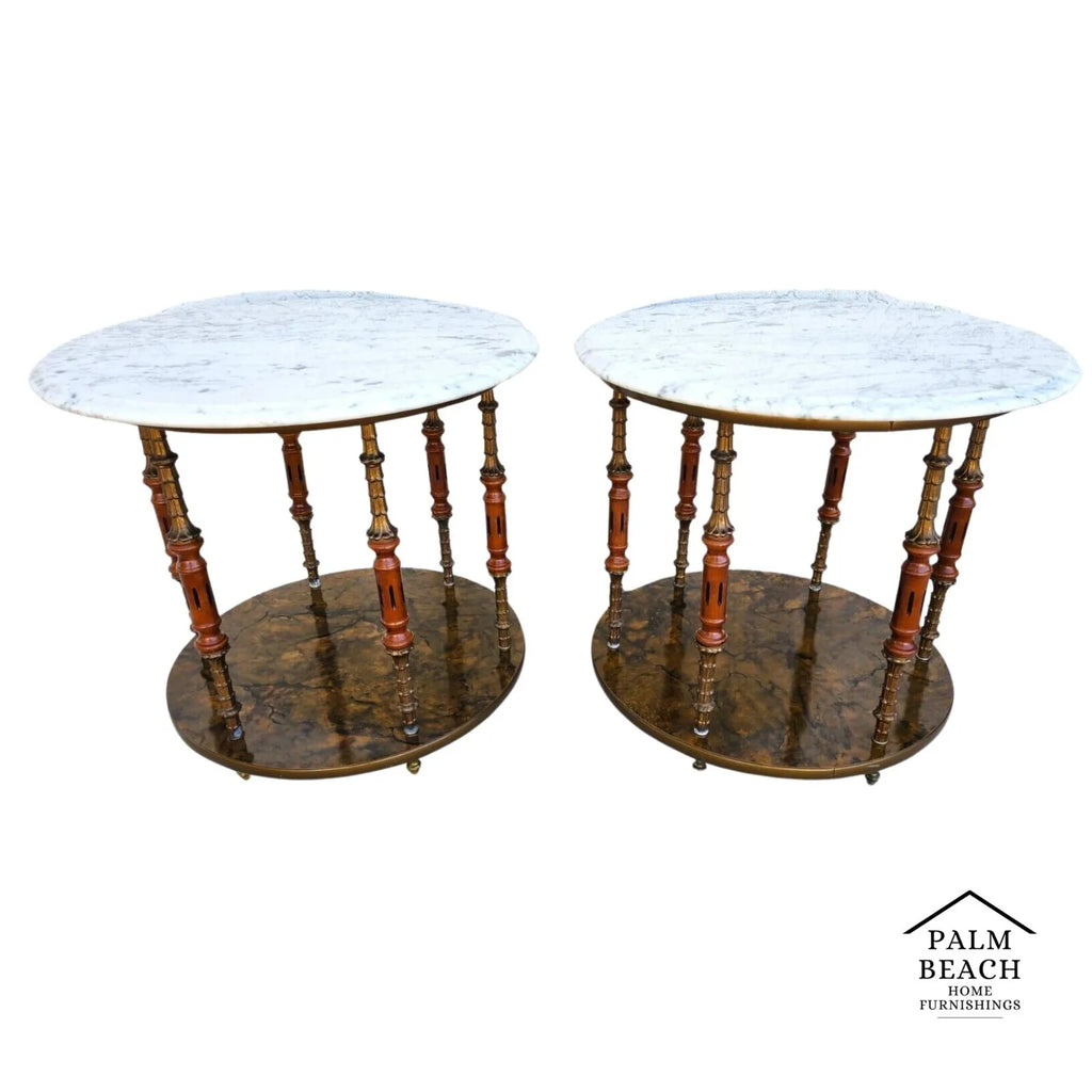 Vintage Italian Side Tables Carrera Marble