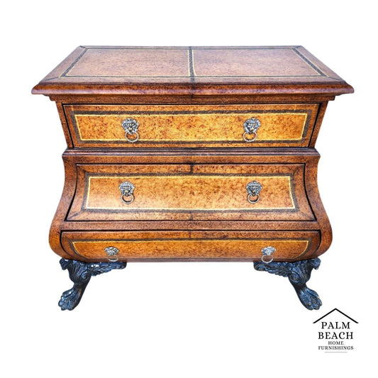 Italian Bombay Chest Commode Leather Wrapped Nightstand Bedside Table