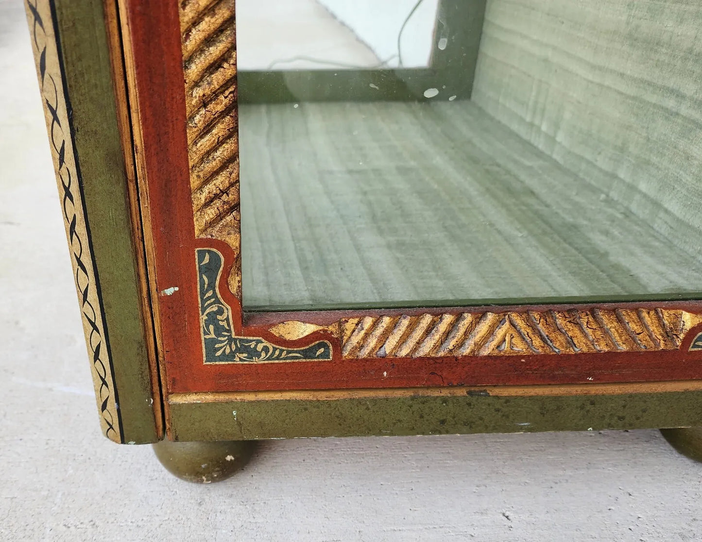 French Display Cabinet Giltwood Hand Painted Curio