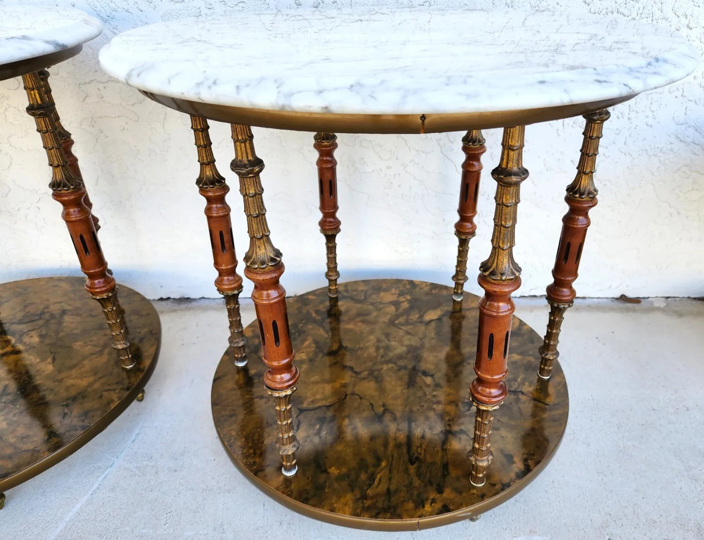 Vintage Italian Side Tables Carrera Marble