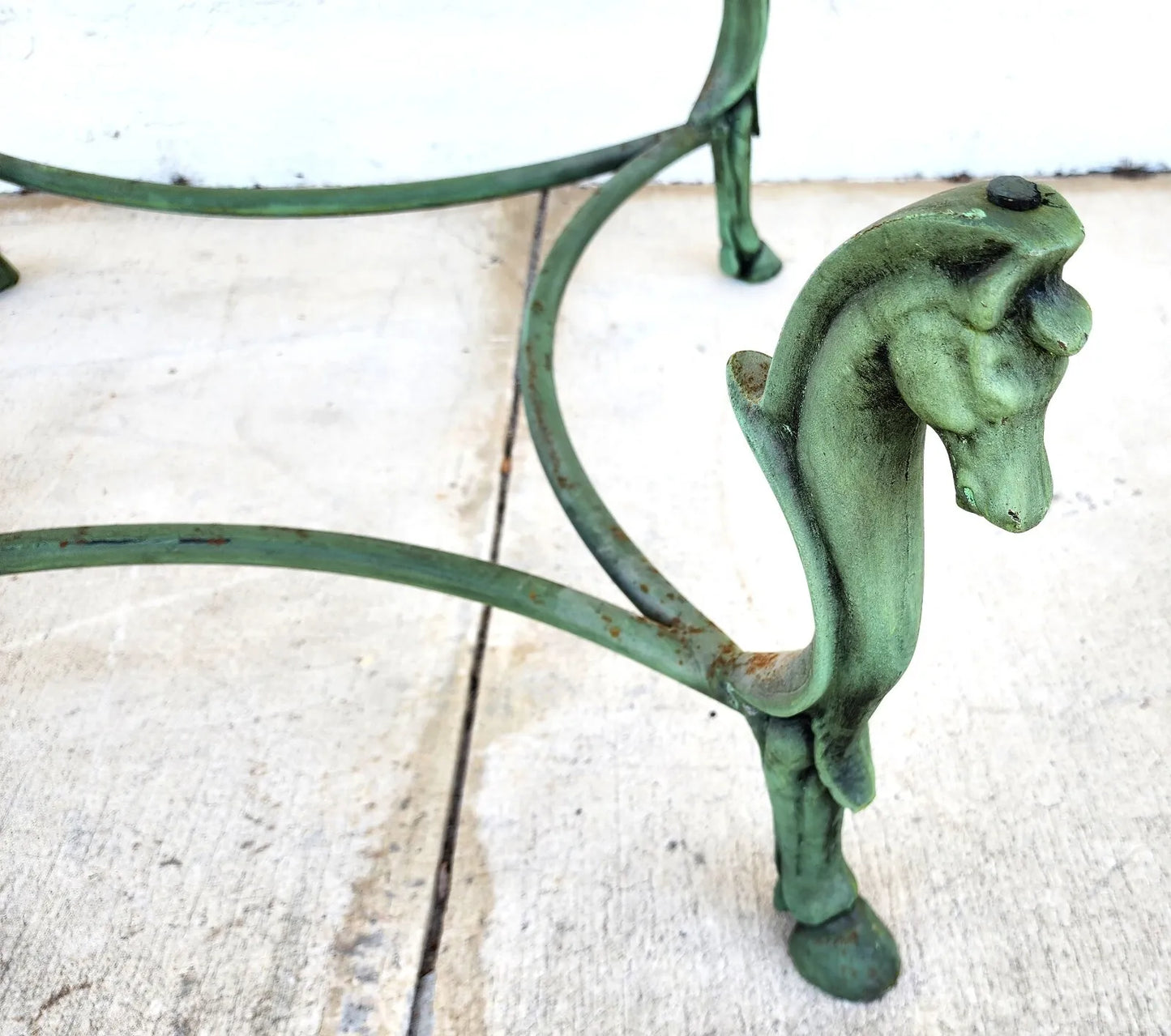 Horse Coffee Table Patinated Iron Hoof Footed Maison Jansen Style
