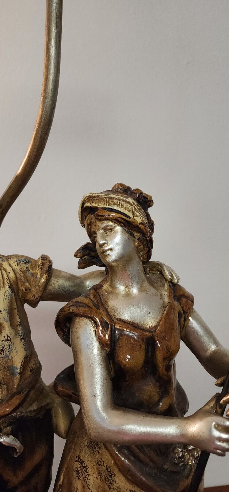 Table Lamp by L & F Moreau Farm Boy Girl Rare