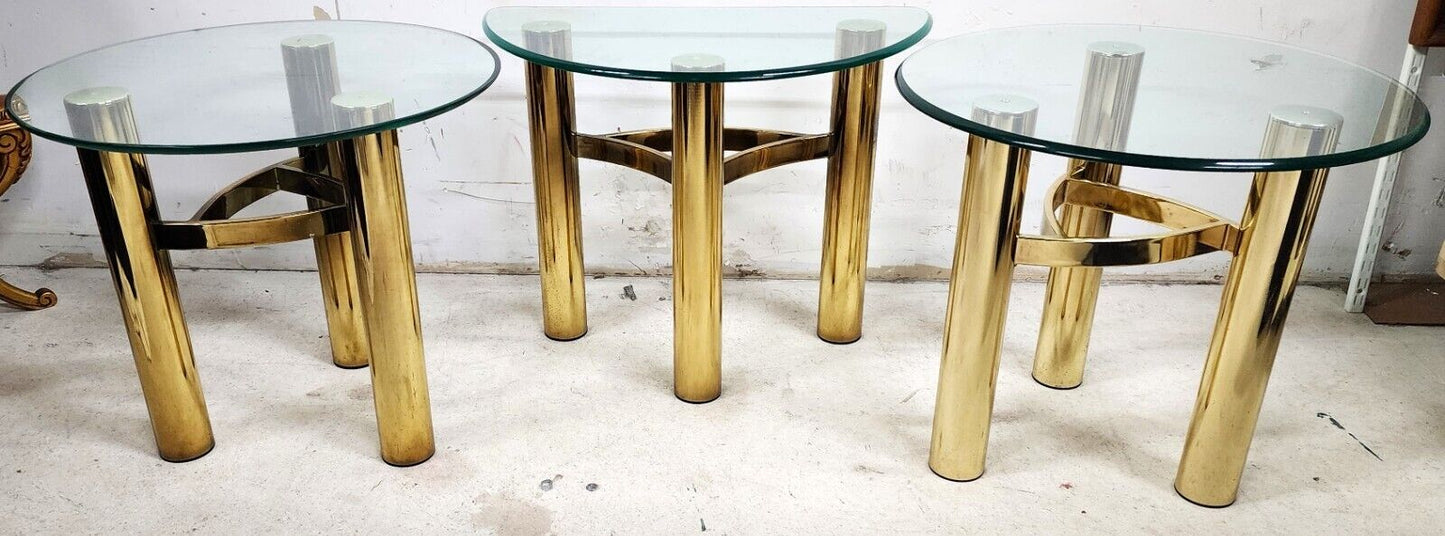 MCM Tubular Brass Table Set Vintage