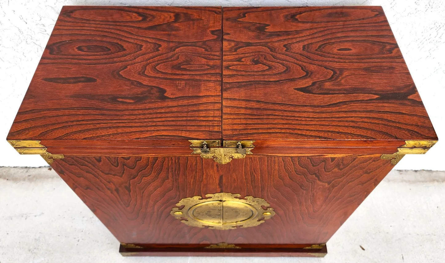 Asian Dry Bar Fold Out Chinoiserie Rosewood Rolling