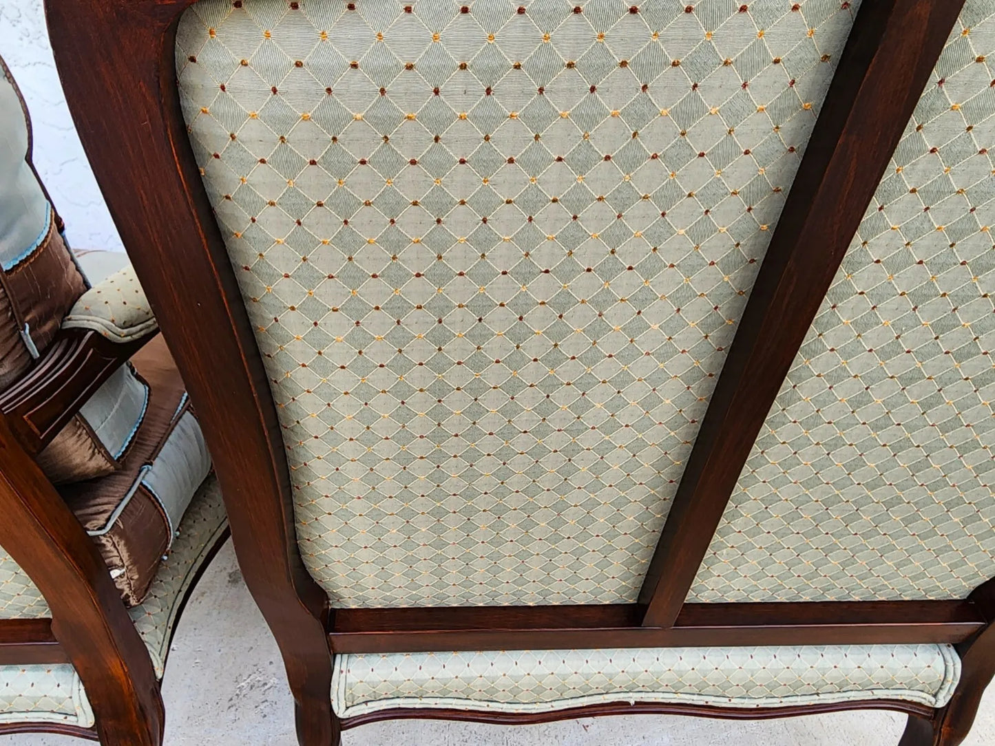 French Bergere Lounge Chairs Louis XV Silk