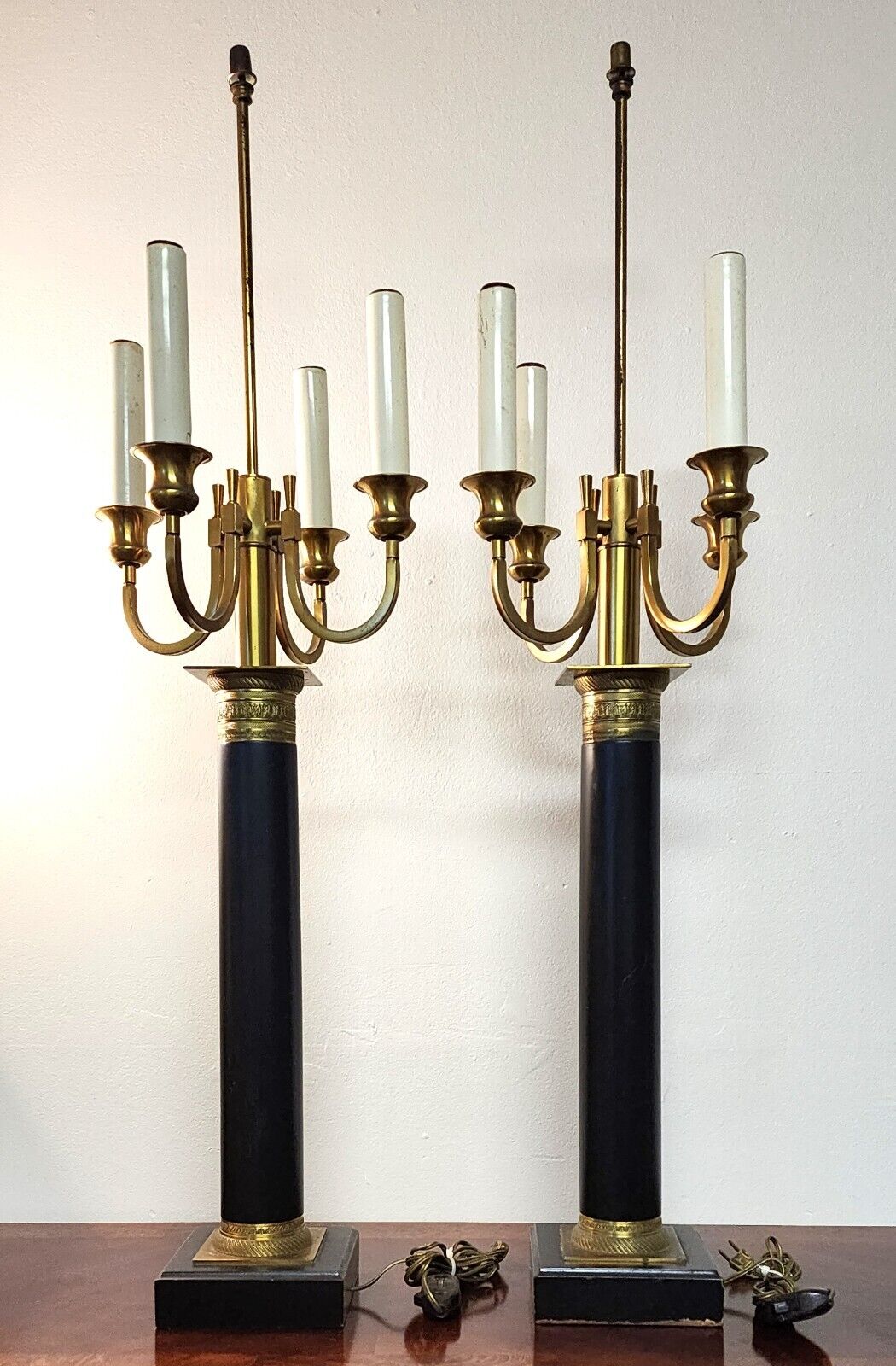 Italian Neoclassical Table Lamps Candelabra Vintage Large