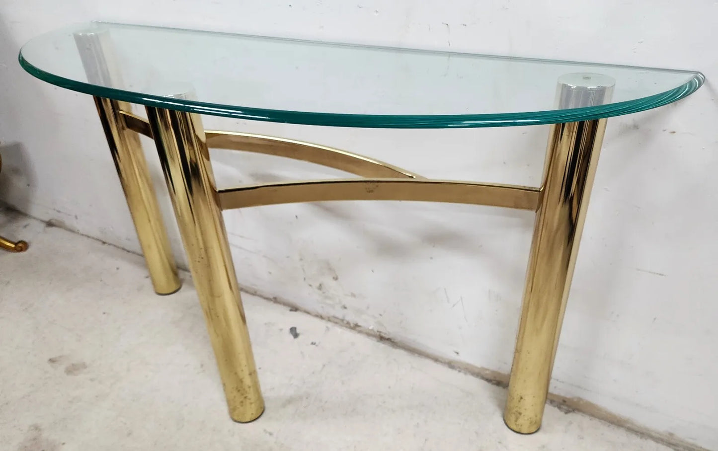 MCM Tubular Brass Console Table Vintage