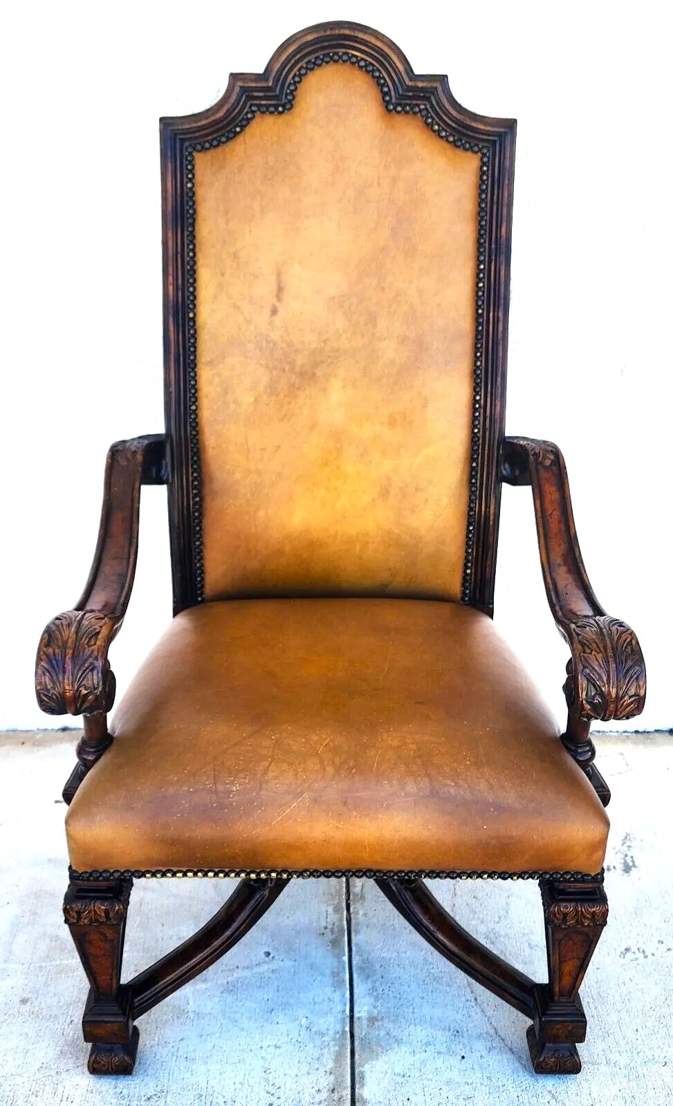 Leather Throne Armchair by THEODORE ALEXANDER
