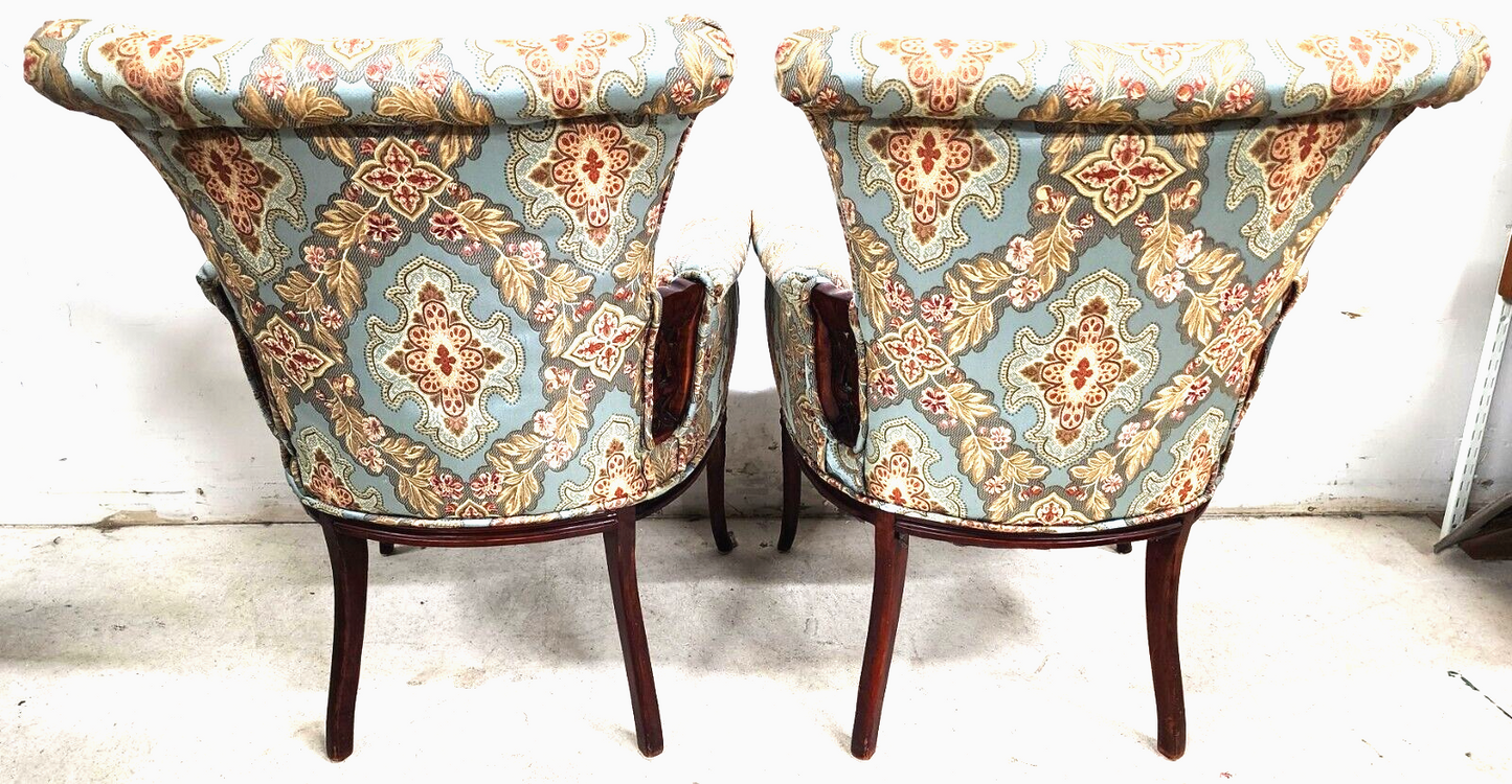 Pair of Antique Grosfeld House Armchairs with Carved Rosewood Frames