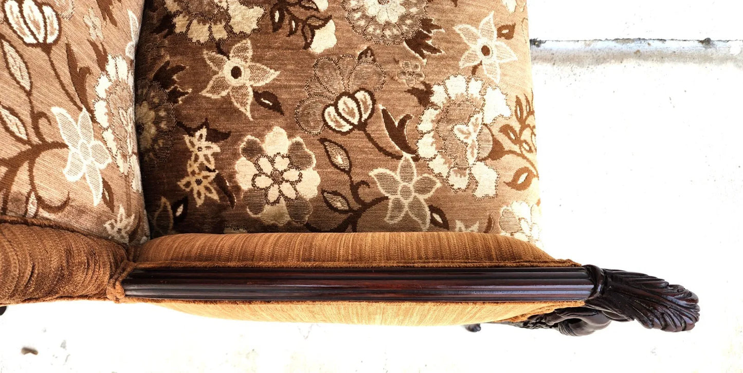 GROSFELD HOUSE Armchairs Walnut Nude Carvings Bergere