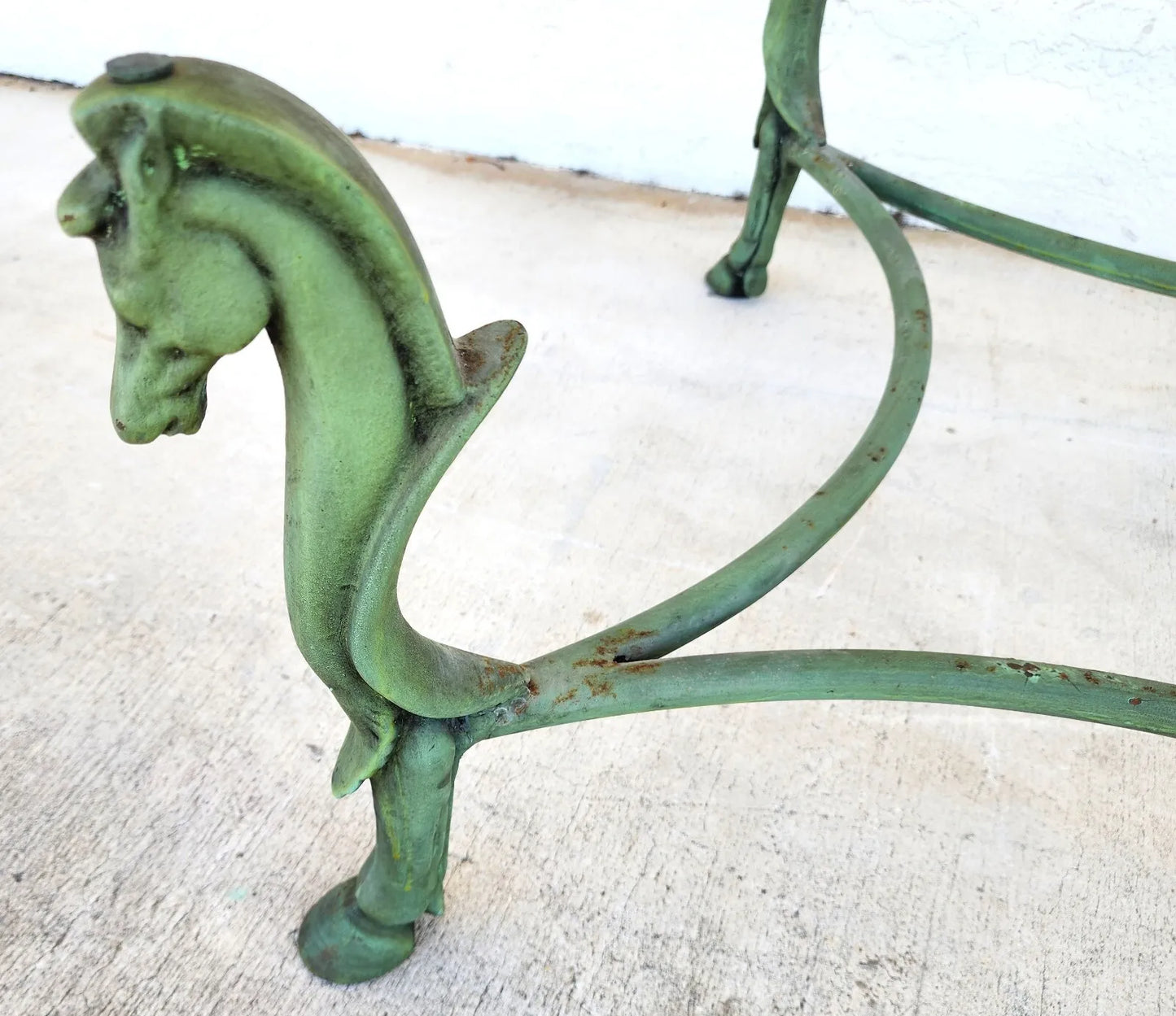 Horse Coffee Table Patinated Iron Hoof Footed Maison Jansen Style