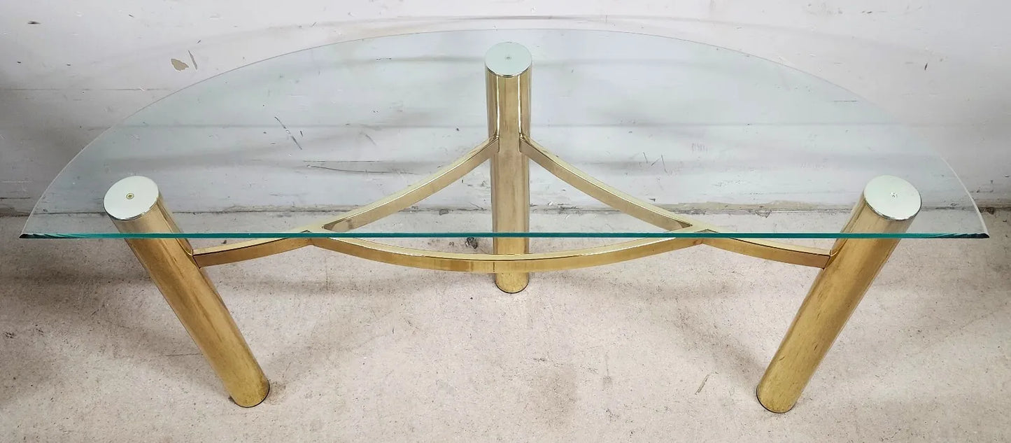 MCM Tubular Brass Console Table Vintage