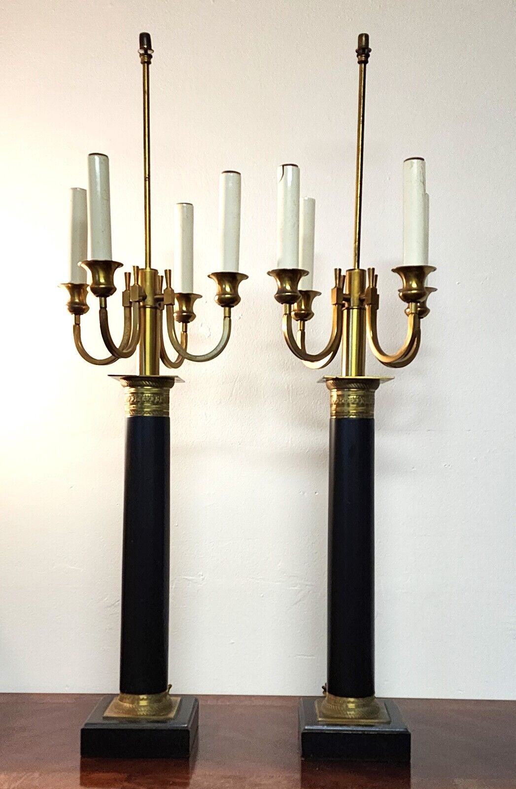 Italian Neoclassical Table Lamps Candelabra Vintage Large