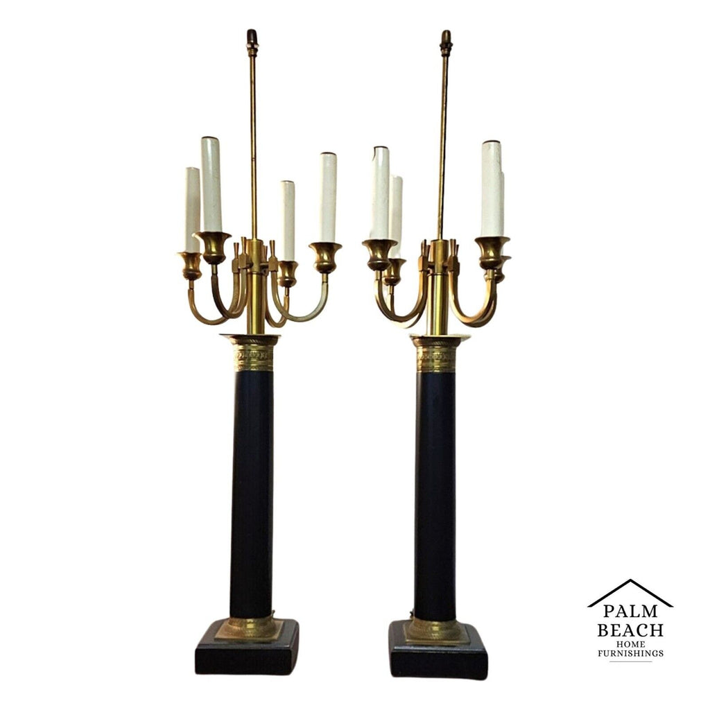 Italian Neoclassical Table Lamps Candelabra Vintage Large