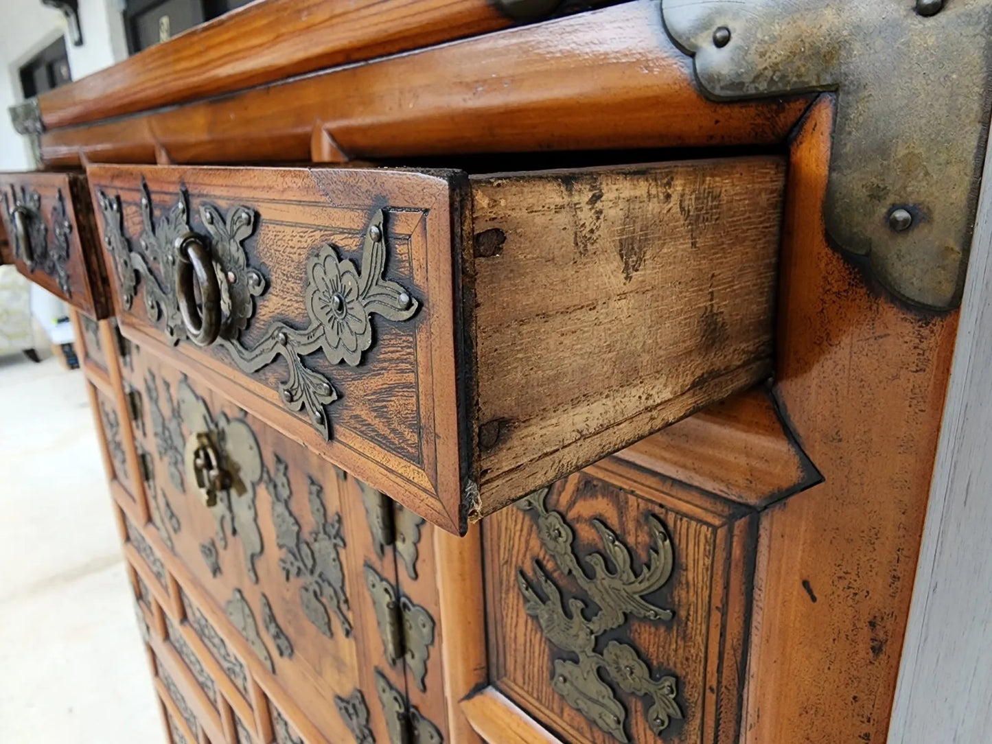 Antique Korean Bandaji Nong Tansu Scholars Wedding Cabinet